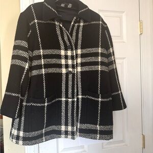 Burberry plaid black & white swing jacket in wool